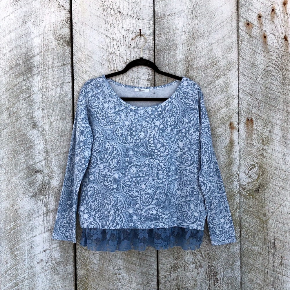 89th + Madison | blue paisley long sleeve top